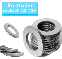 schraubenpost.de® | Unterlegscheiben Form A (Standard) M3 - M16 | DIN 125 | Beilagscheiben A2 V2A Edelstahlscheiben M5 (50 Stück)