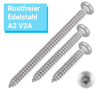 schraubenpost.de® | Blechschrauben Linsenkopf 4,2 x 60 mm (50 Stück) Innensechsrund TX | Form C (mit Spitze) | DIN 7981 / ISO 14585 | Edelstahl A2 V2A | TORX